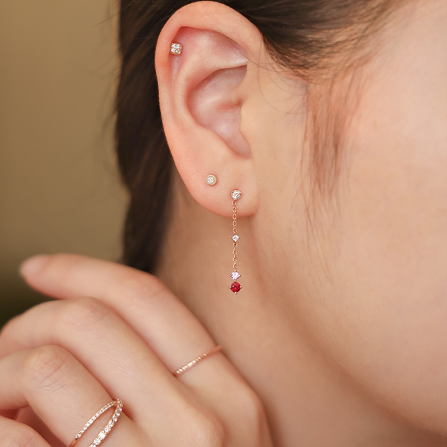 Pink sapphire diamond drop earrings